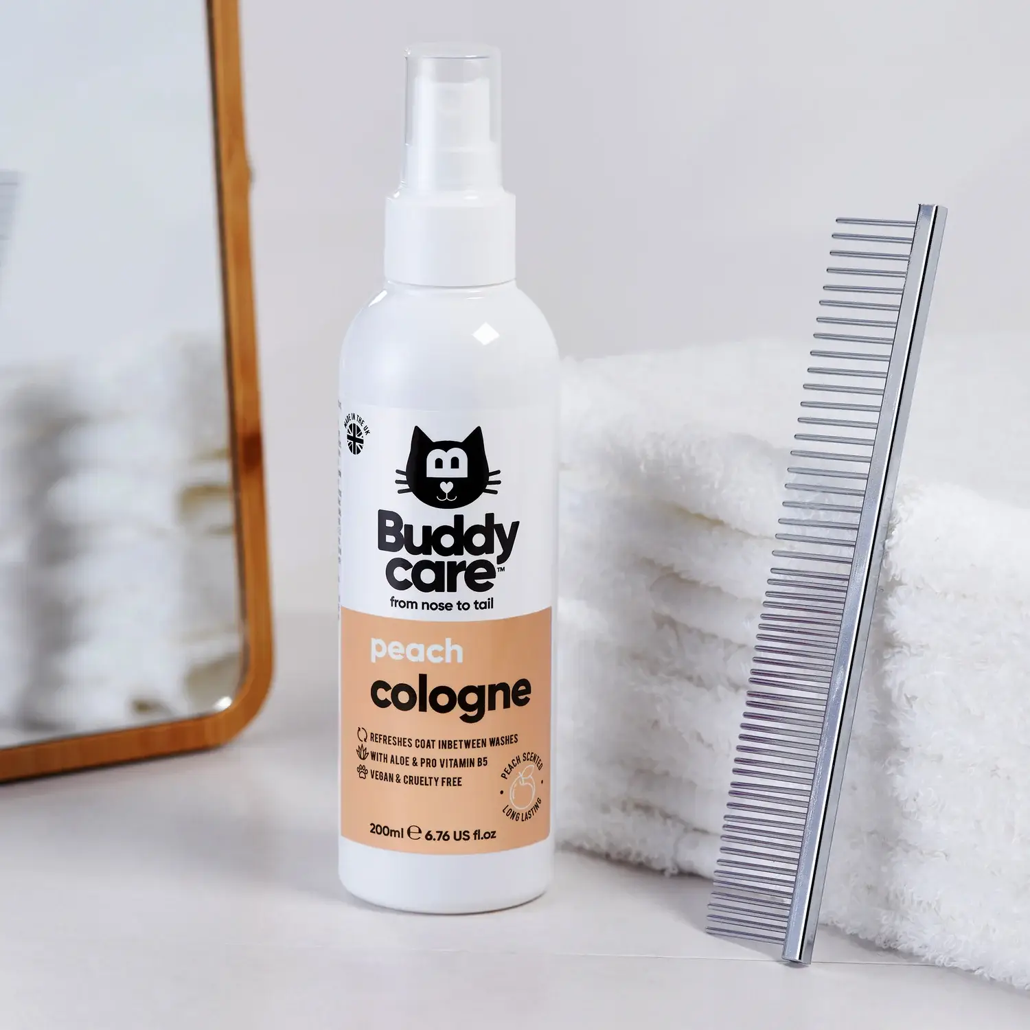 Buddycare – wholesale Pet deodorising spray – Buddycare Cat Cologne - Peach - 200ml / 6.76 fl oz1