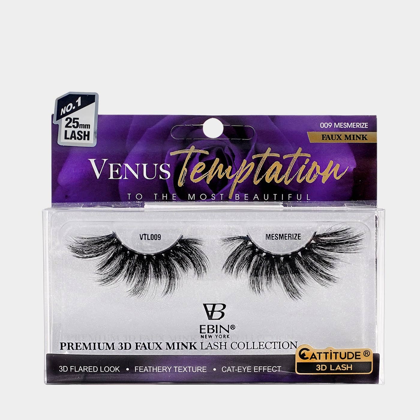 EBIN NEW YORK - Wholesale False/Fake Eyelashes - Venus Temptation 25mm Faux Mink 3D Lashes - MESMERIZE0