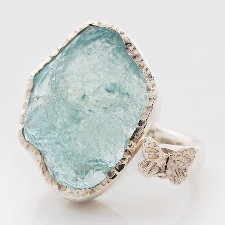 Verstelbare ring met ruwe aquamarijn en sterling zilver - Koko voor wholesale door Koko