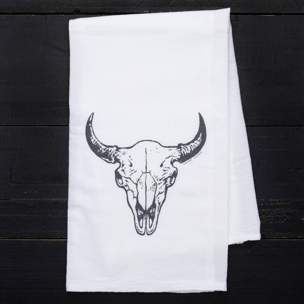 Counter Couture - Wholesale Tea Towel - Buffalo Skull Tea Towel | Made in USA 2
