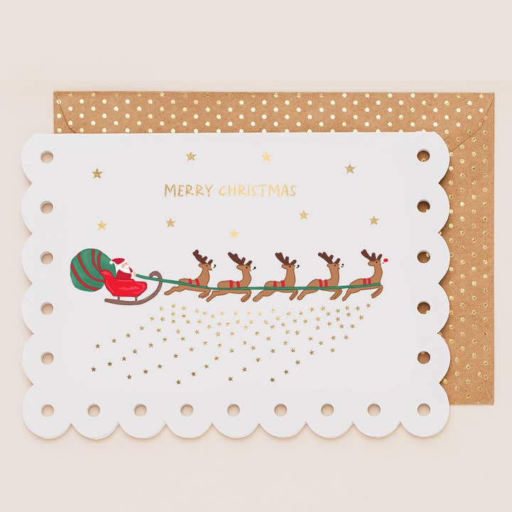 Cartão de Natal Trenó do Pai Natal por atacado de Apple & Clover