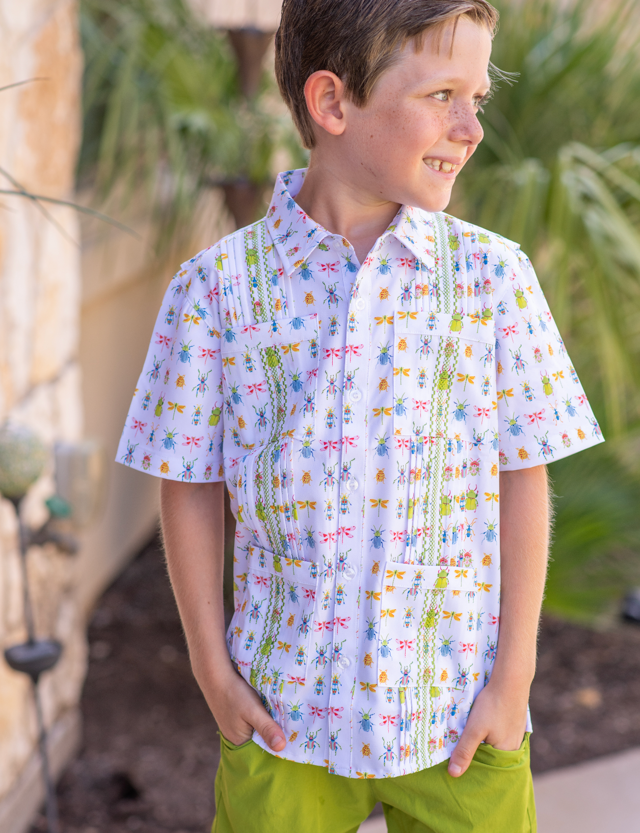 BlueQuail Clothing Co. - Wholesale Button Down Shirt - Kids - Guayabera - Beetles Short Sleeve Shirt1