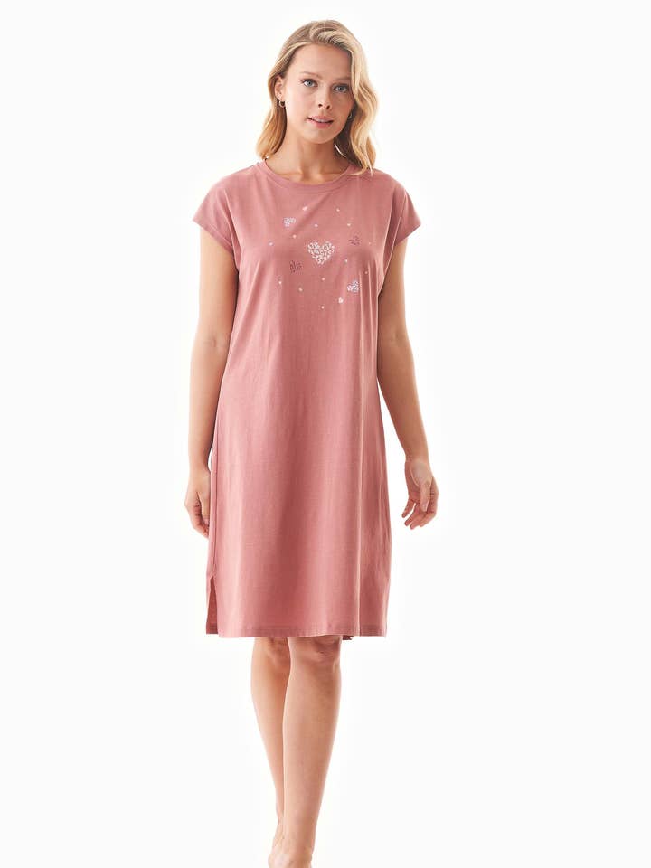 ORGANICATION - Wholesale Nightgown - Women's - DANVEER | Nachthemd aus Bio-Baumwolle mit Print0