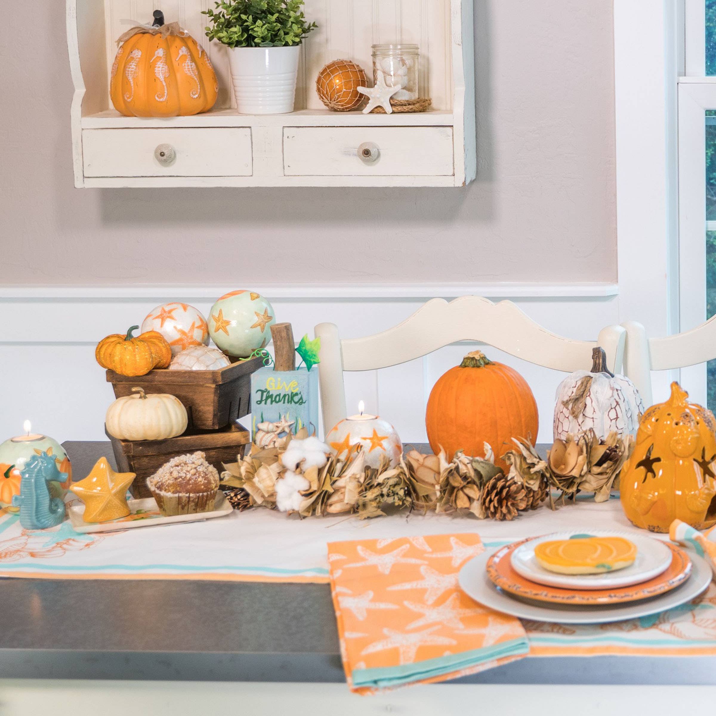 Beachcombers - Wholesale Tea Towel - SALE Fall/Harvest Give Thanks Starfish Kitchen Towel1