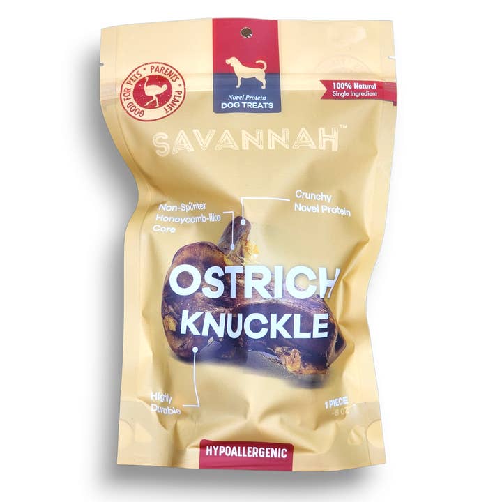 Savannah Pet Food - Wholesale Pet Treats - Dog - Ostrich Knuckle Single-ingredient Novel Protein Dog Bone