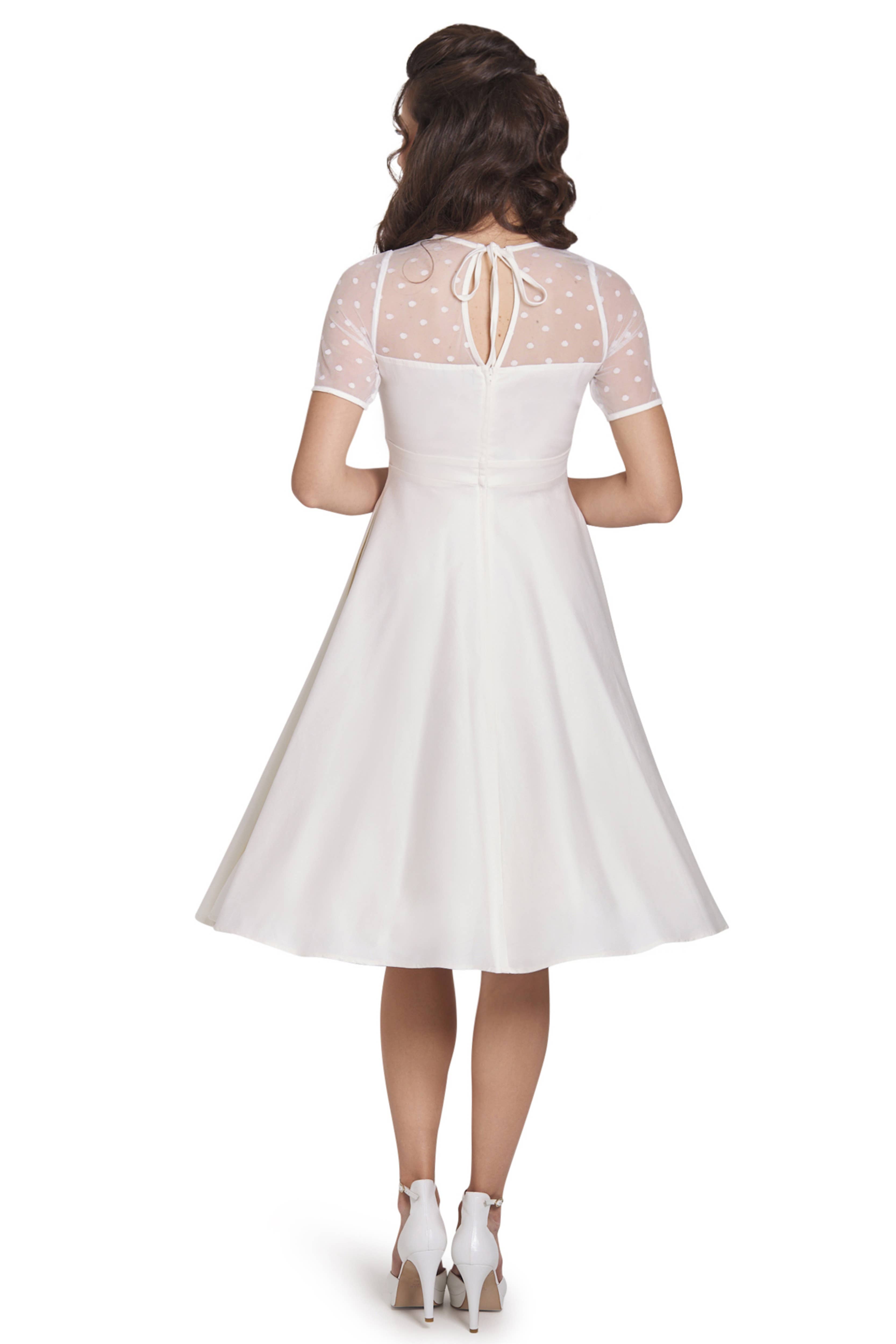 Dolly & Dotty – Vestido - Mulher por atacado – Vestido de Noiva Elizabeth II de Tule com Poás e Mangas Curtas11