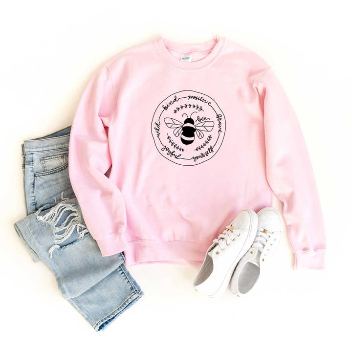 Bee Kind Positive Brave | Sweatshirt | Faith | Religious for wholesale by Uplifting Threads Co Wholesale