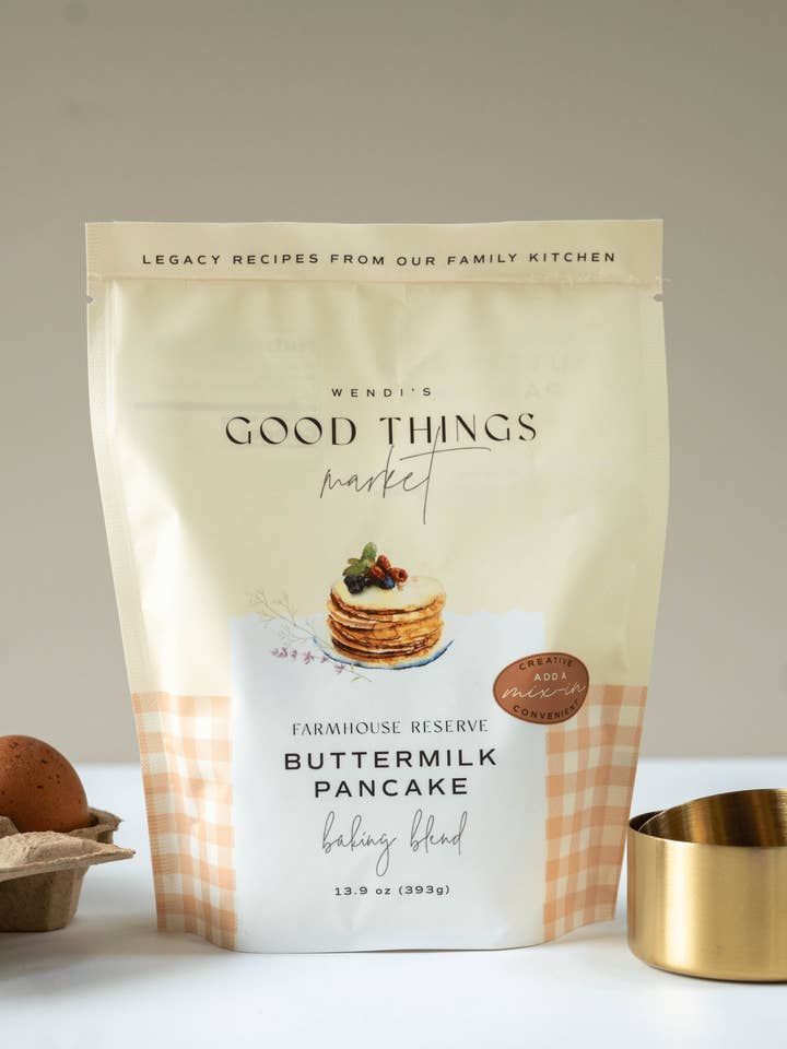 Mélange à pâtisserie pour crêpes au babeurre Farmhouse Reserve pour la vente par Wendi’s Good Things Market