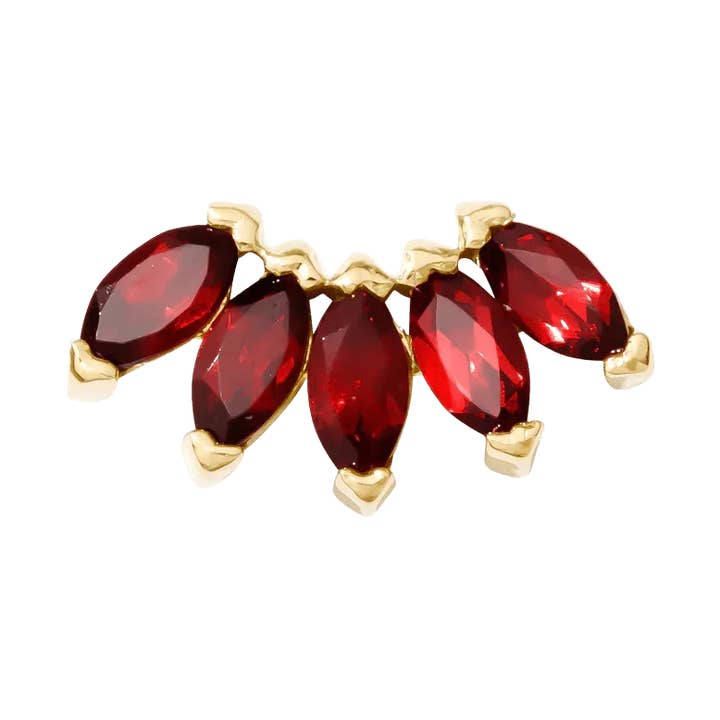 Bella – Marquise Birthstone Fan – 14K Gold Threadless End for wholesale by Piercing-zone