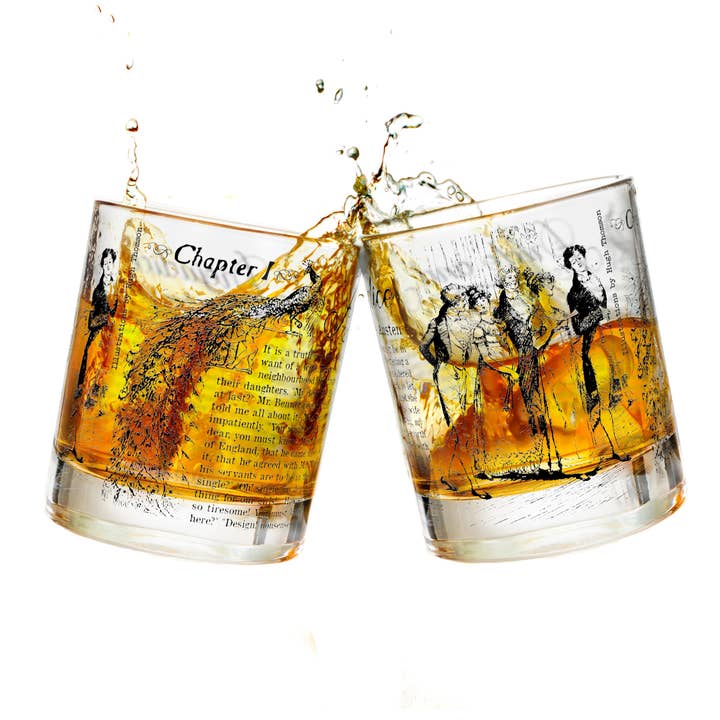 Greenline Goods - Wholesale Cocktail/Liquor Glass - Pride & Prejudice Literature Rocks Glass5