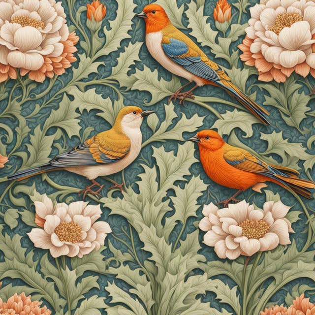 Upside Down Owl Farm - Wholesale Throw/Decorative Pillow - William Morris Inspired Birds, Floral Decorative Pillow3