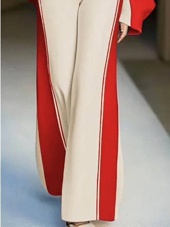 Red Loose Wide Leg Striped Casual Pants Bottoms Trousers for wholesale on Faire7