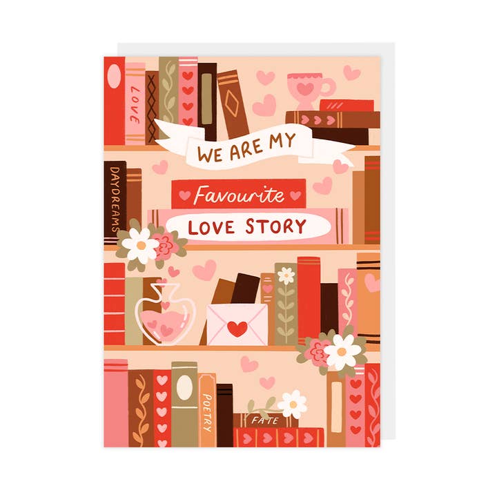 Book Valentine's Day Card, "Favourite Love Story" Book Card for wholesale by Hopscotch Paper Co.