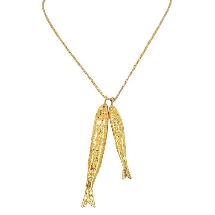 Sophie Deschamps Bijoux - Wholesale Pendant/Charm Necklace - ABLETTE DUO NECKLACE, 2 fish gold plated (CAT83DUO)1