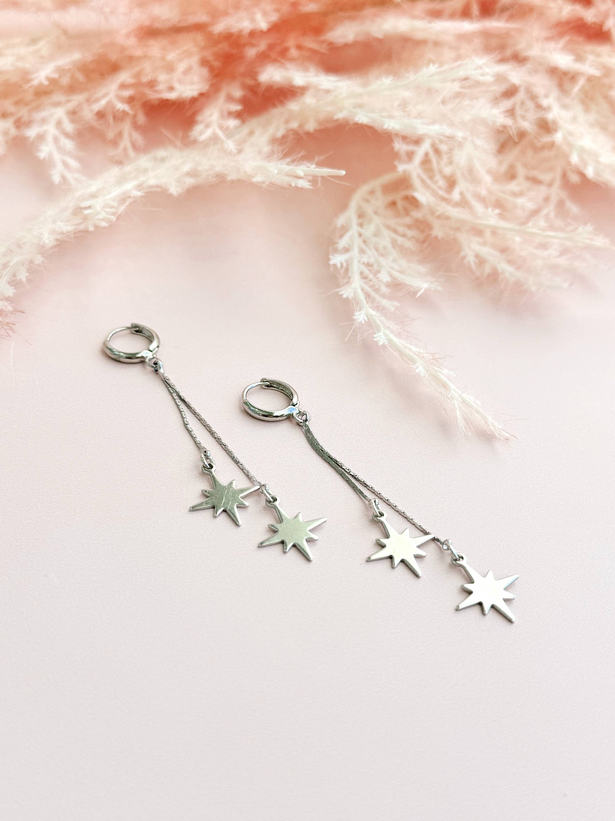 Golden Hour Designs - Wholesale Dangle Earrings - Staggered Star Drops - Hypoallergenic, Celestial, Trendy1