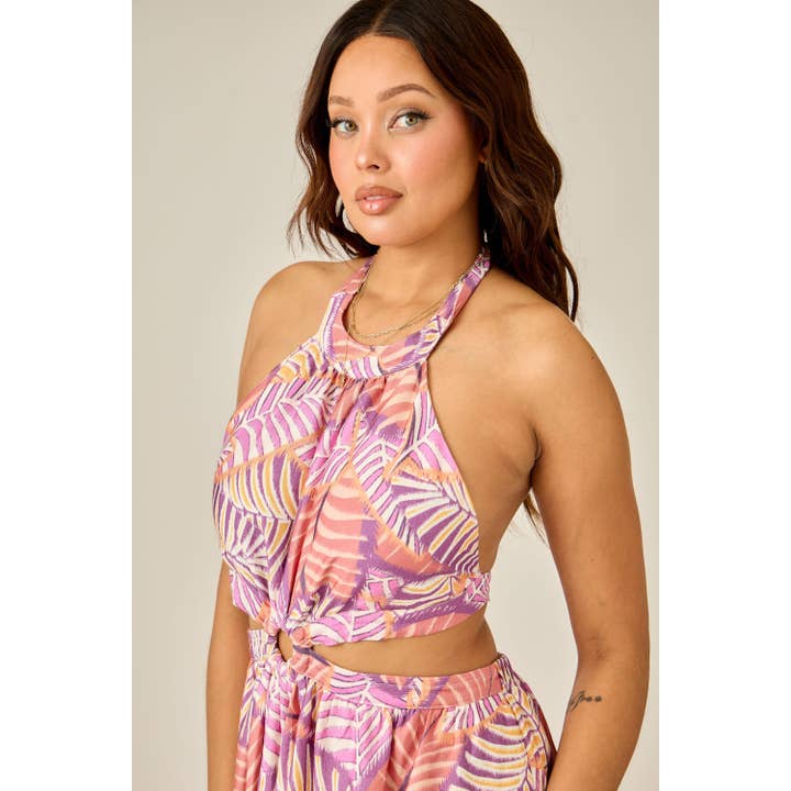 Maxi-jurk met uitsnijding en zonsondergangpalmen voor wholesale door SKYLAR ROSE