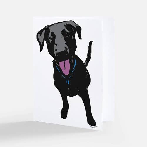 Black Lab Greeting Card – White for wholesale by Sara Delighted