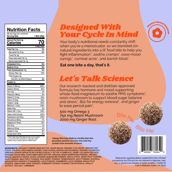 Funk It Wellness - Wholesale Oral Supplement/Vitamin - Funk It Wellness Cyclebites - Menstrual Multi Vitamin