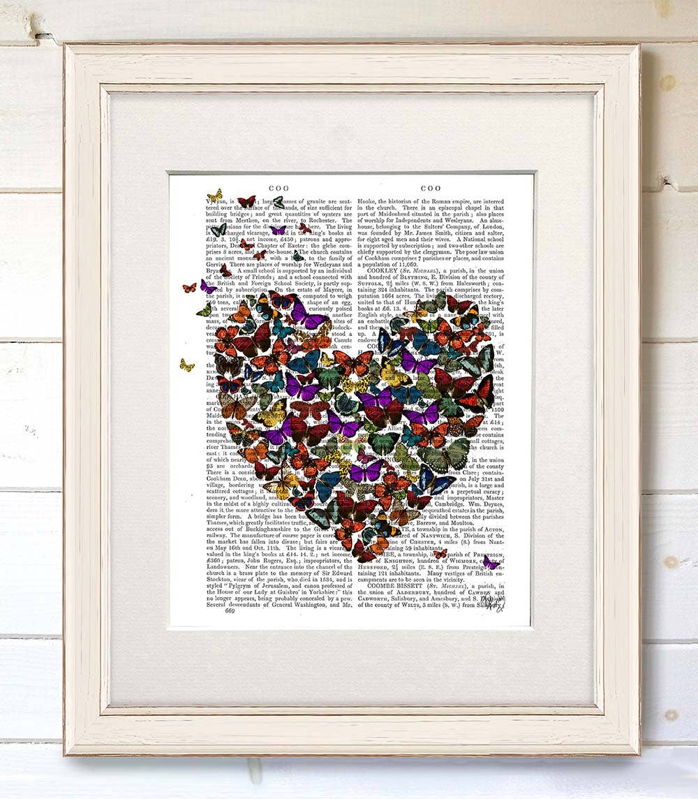 FabFunky Ltd - Wholesale Art Print - Butterfly Heart, Valentine Book Print Art Print Wall Art1