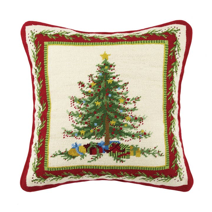 Old Fashioned Christmas Tree Needlepoint Pillow - Sally Eckman Roberts for wholesale by Peking Handicraft