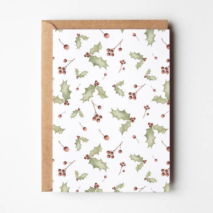 Holly Pattern Christmas Card for wholesale by modbymae