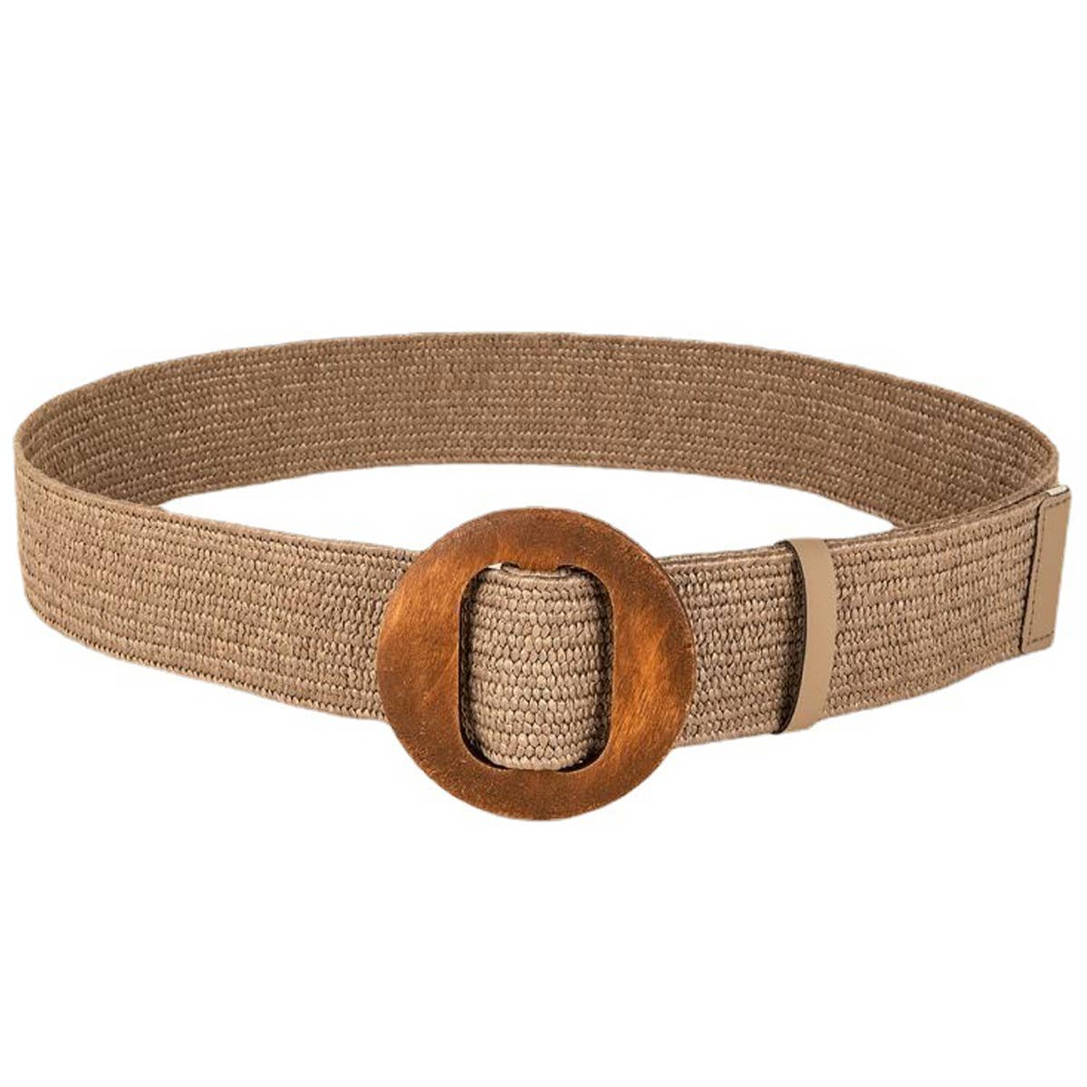 ACCITY - Wholesale Belt - Women's - NEW ROUND WOODEN BUCKLE STRAW BELT_CWABE04524