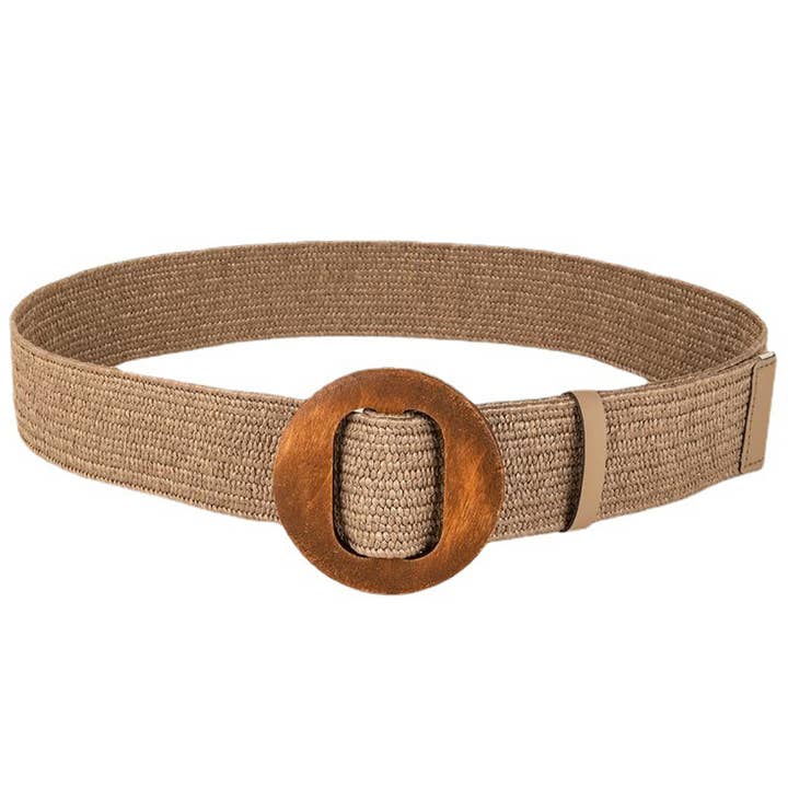 ACCITY - Wholesale Belt - Women's - NEW ROUND WOODEN BUCKLE STRAW BELT_CWABE04524