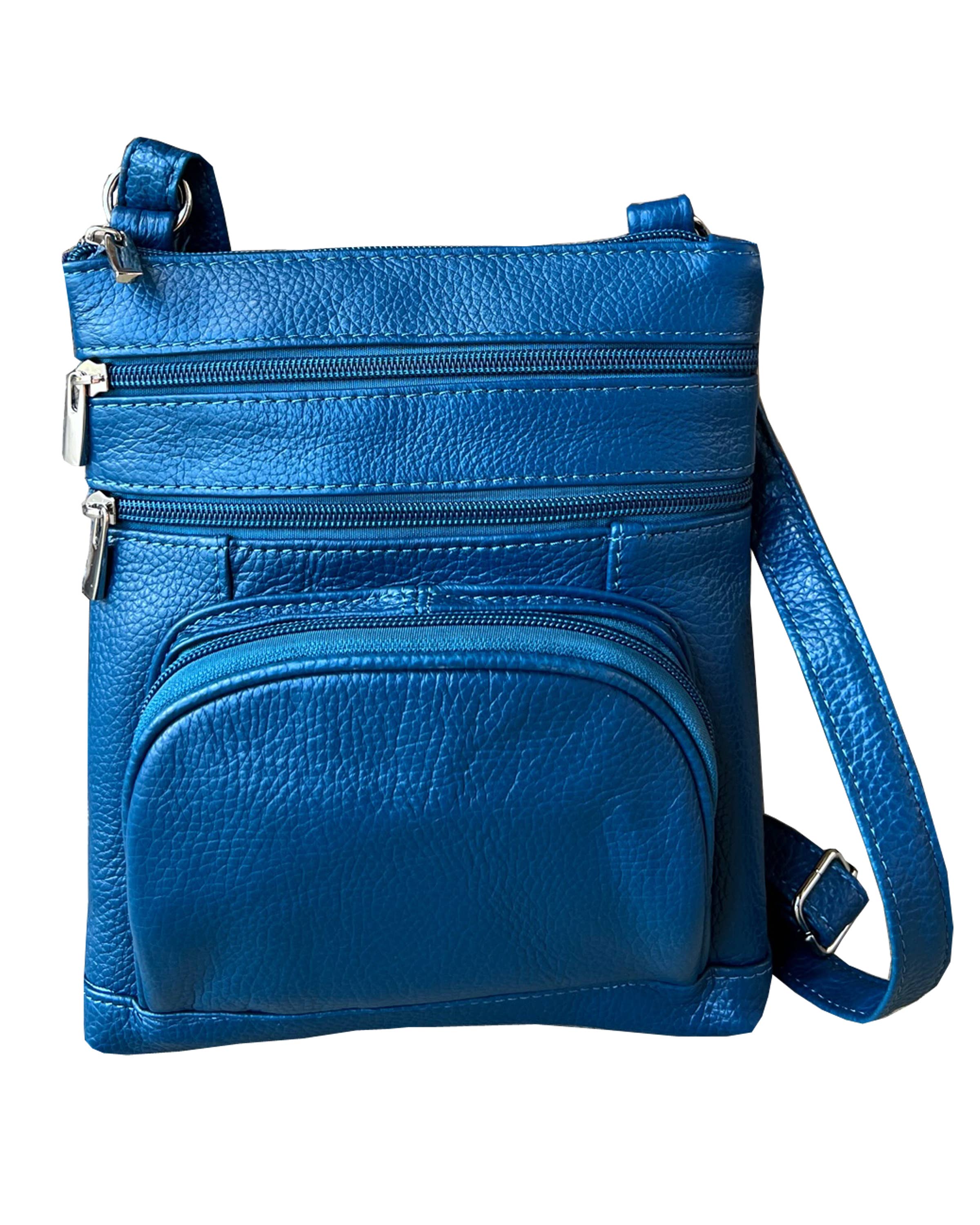 Roma Leathers, Inc. - Wholesale Crossbody Bag - Women's - RM004L Cowhide leather Crossbody with phone pocket back side8