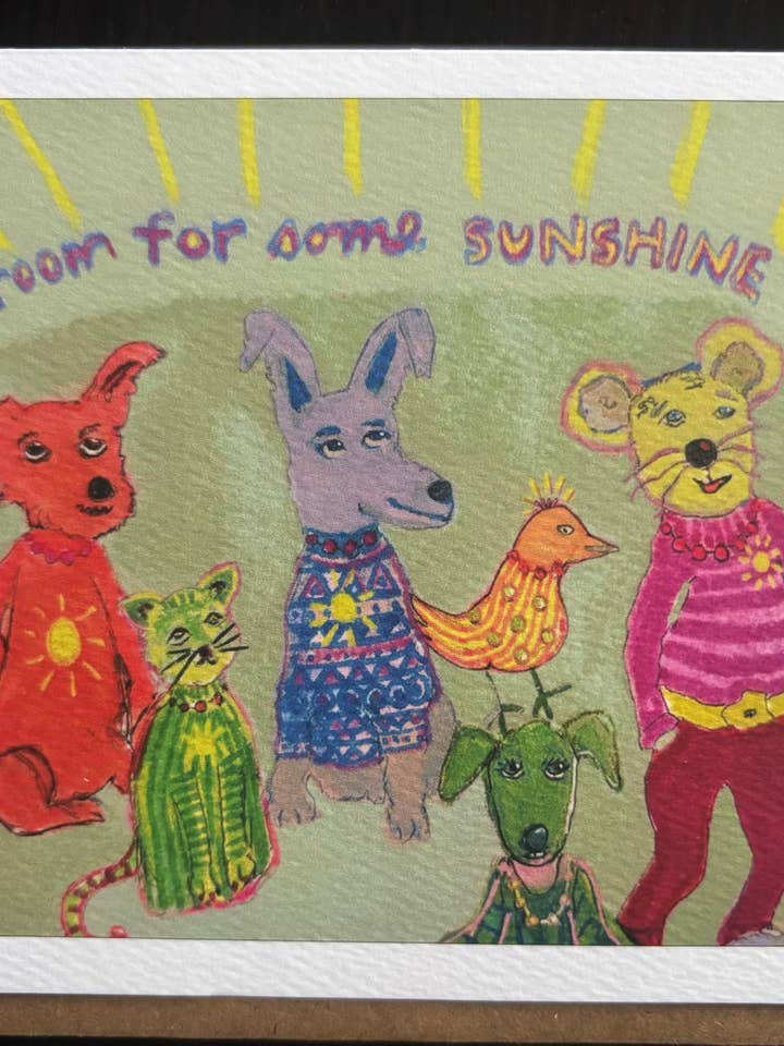 Faites de la place pour un peu de soleil aujourd'hui carte de vœux pour chien chat animal de compagnie pour la vente par Bernie Street Studios