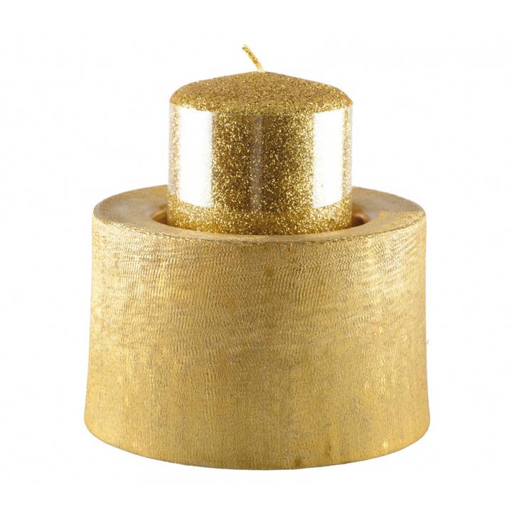 Gold metal candle holder 12.5x12.5x8.5cm for wholesale by AULICA