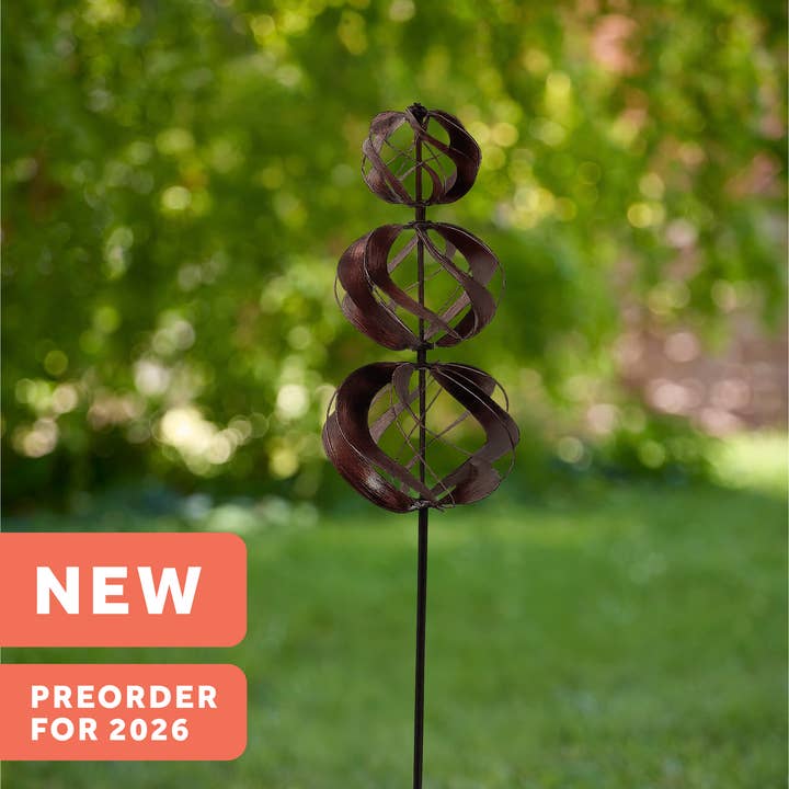 Vertical Triple Wind Spinner - Brushed Bronze for wholesale by GeoCentral