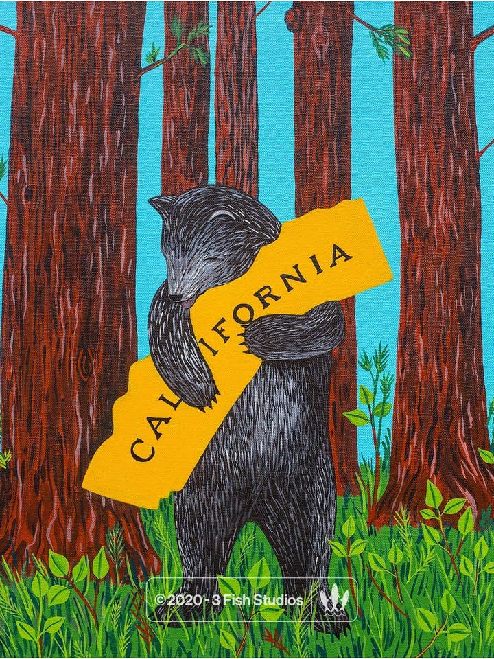 "Te Amo California" Impresión de Secuoya para venta al por mayor de 3 Fish Studios