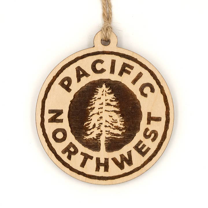 Pacific Northwest Tree Wood Ornament for wholesale by Steamer Lane Design