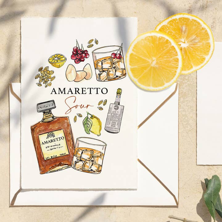 Amaretto Sour A6 Card for wholesale by feather.ink