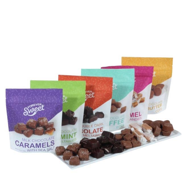 Coblentz Chocolate Company - Wholesale Chocolate Covered Sweets - Forever Sweet Mini Milk Toffee Bites 5.25 oz Pouch Bag4