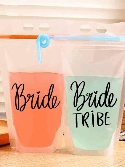 Adult Drink Pouch w/ straw. Bridal Tribe. Bachelorette Party for wholesale by KimiJean Creations