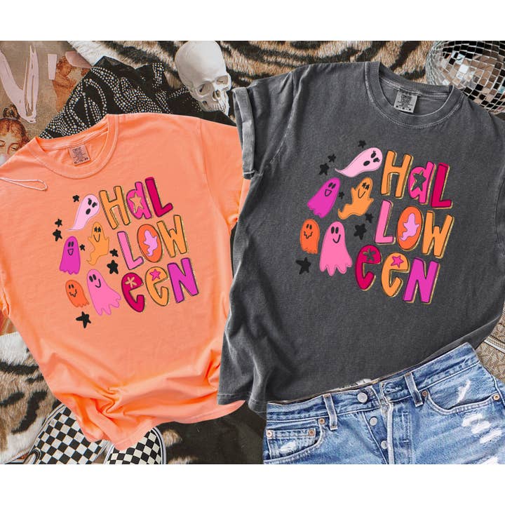 Neon Pink & Orange Halloween (Pick Your Tee Color) for wholesale by The Red Rival Wholesale