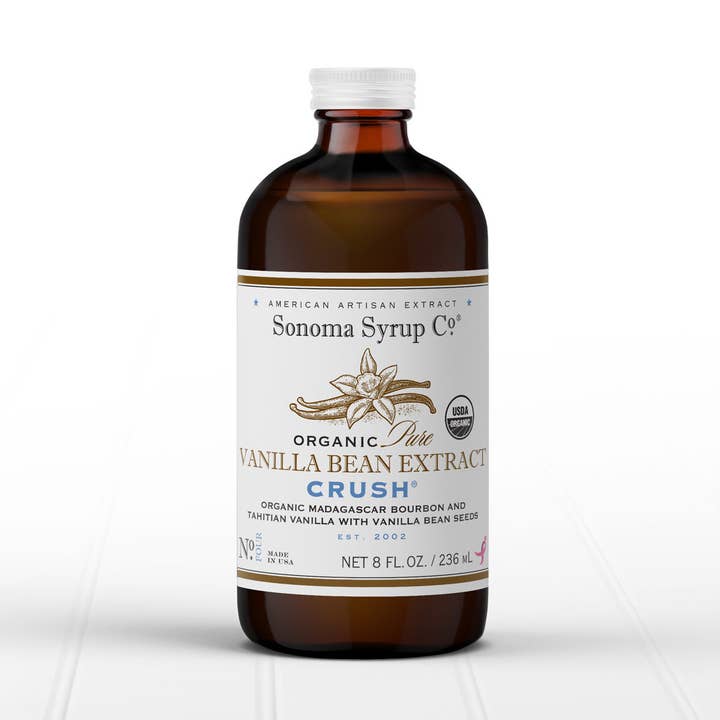 8 oz d'extrait de gousse de vanille pur biologique « CRUSH® » pour la vente par Sonoma Syrup Co.