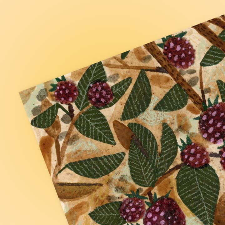 H Miller Ink Illustration Art wholesale products - Wholesale Art Print - Wild Raspberries | Art Print | Rustic Wall Art & Home Decor1