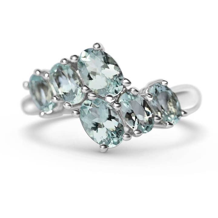 Ovaler hellblauer Aquamarin-Solitärring in Sterlingsilber | 1,60 ct für den Großhandel von Blue Star Gems NY