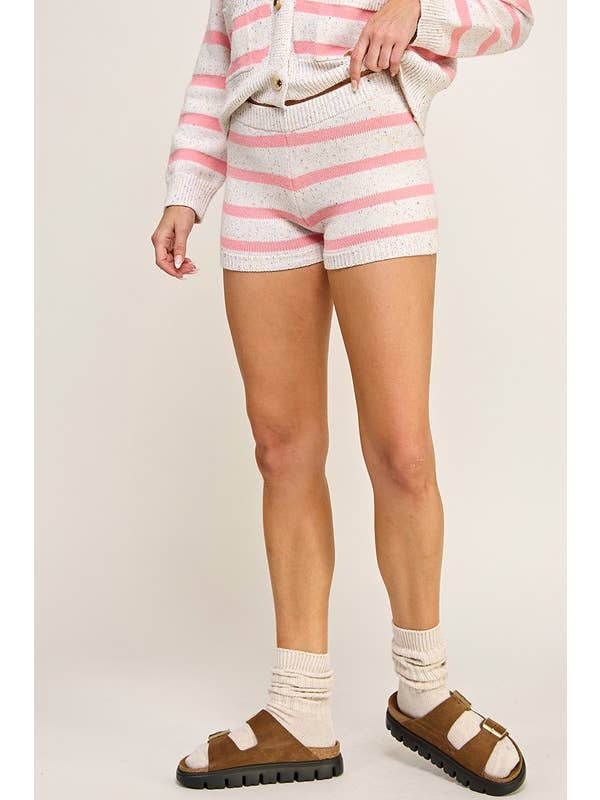 DAYDREAMER PINK STRIPED KNIT SHORTS for wholesale on Faire3