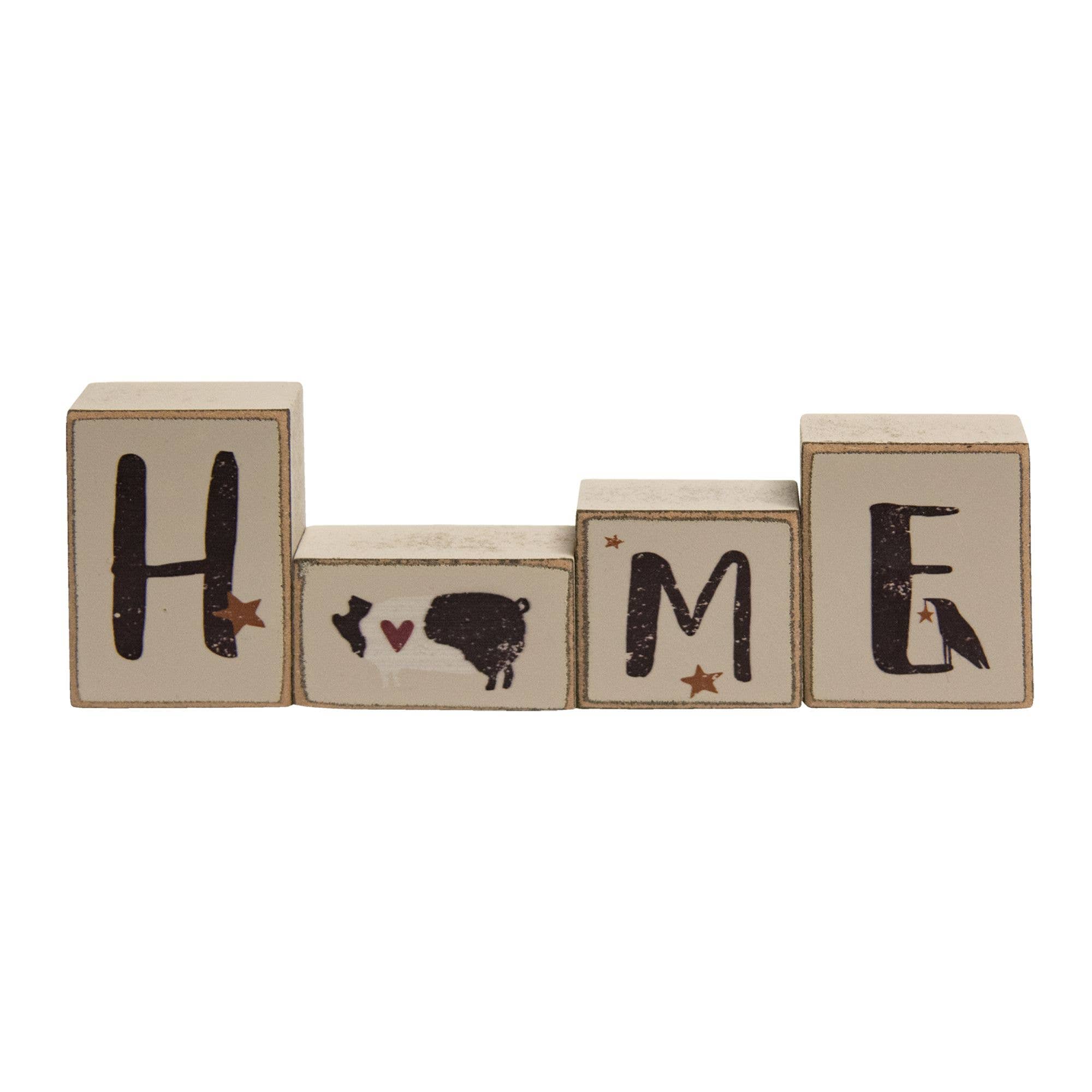 The Hearthside Collection - Wholesale Sign - 4/Set, Primitive "Home" Letter Blocks0