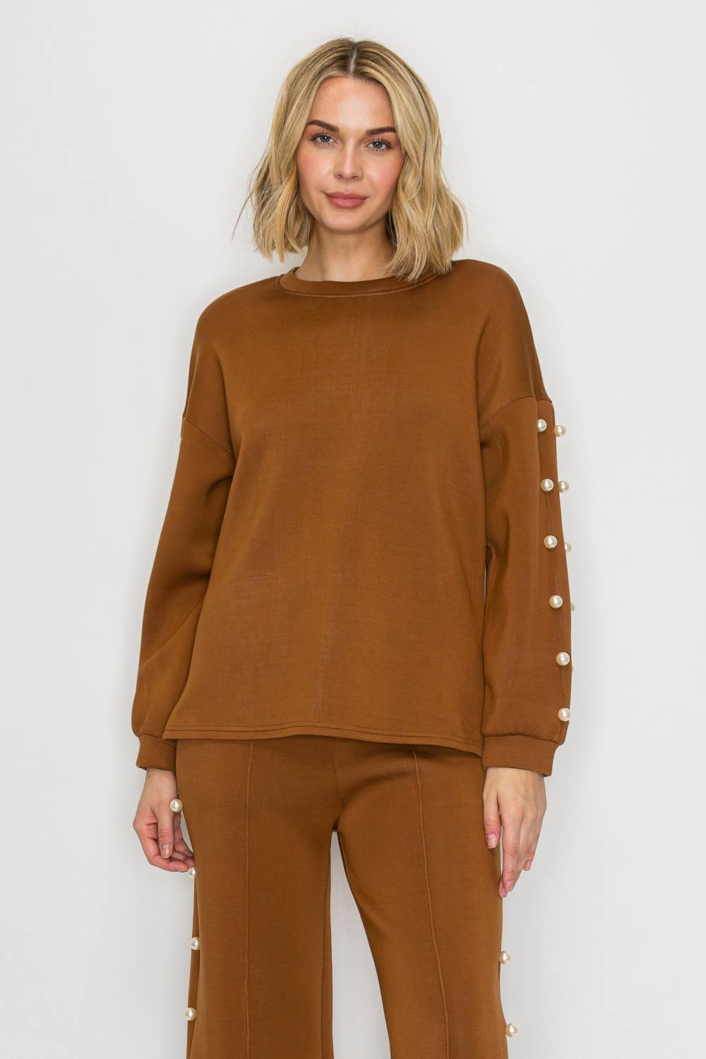 Joh Apparel - Venta al por mayor Jersey corto de punto - Mujer - Top de perlas Katri Stretch French Scuba7