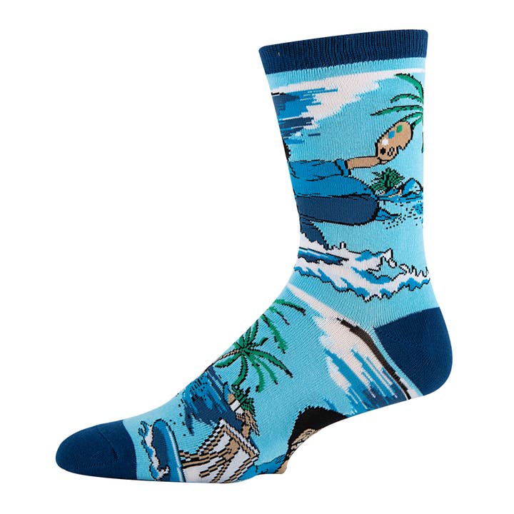 Oooh Yeah/Sock It Up/Oooh Geez Slippers - Wholesale Socks - Men's - Bob Ross Waves | Men's Funny Crew Socks