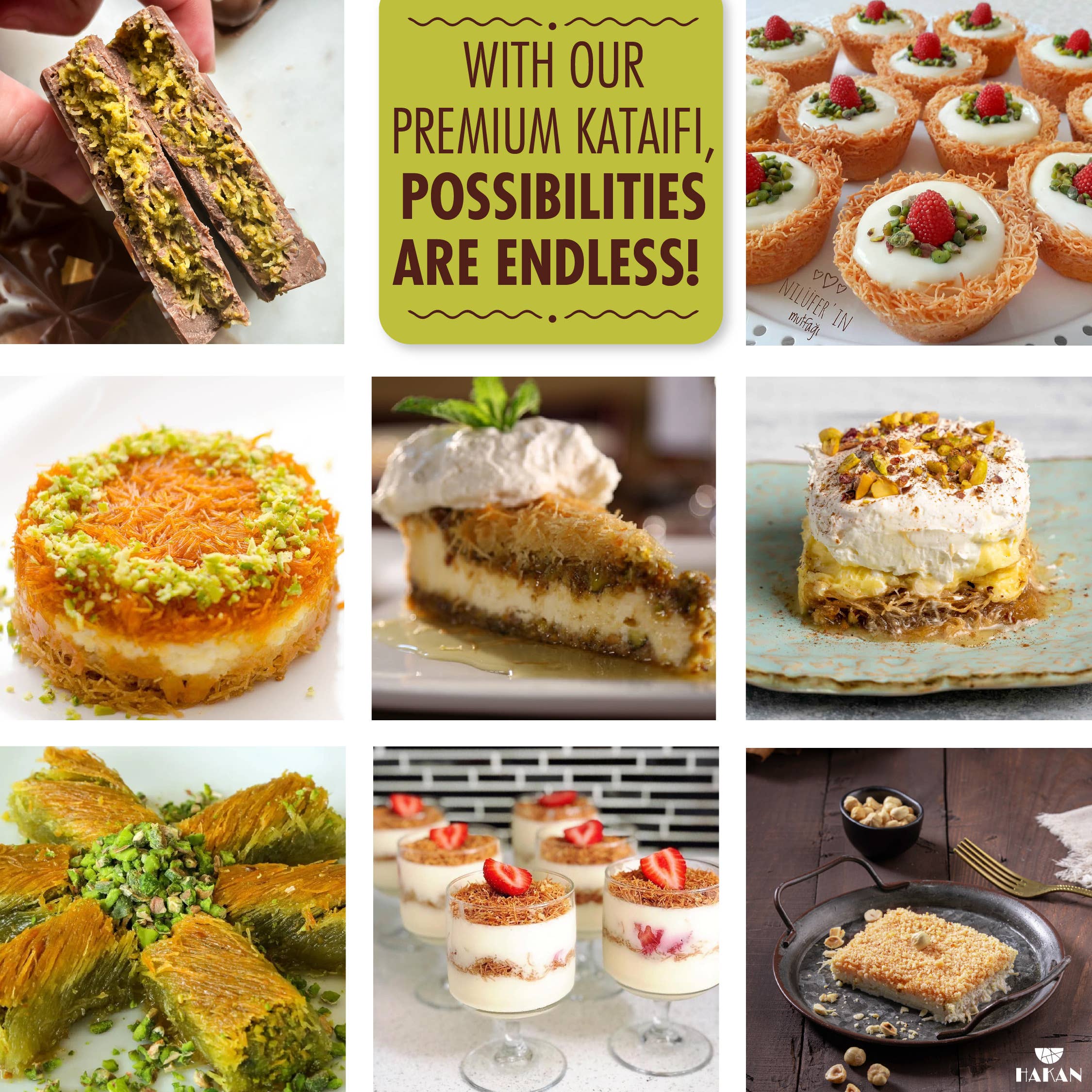 Hakan - Vendita all'ingrosso Sac à poche - Hakan Kataifi pasta fillo sfilacciata, 500 g (1,1 lbs), Kadayif5