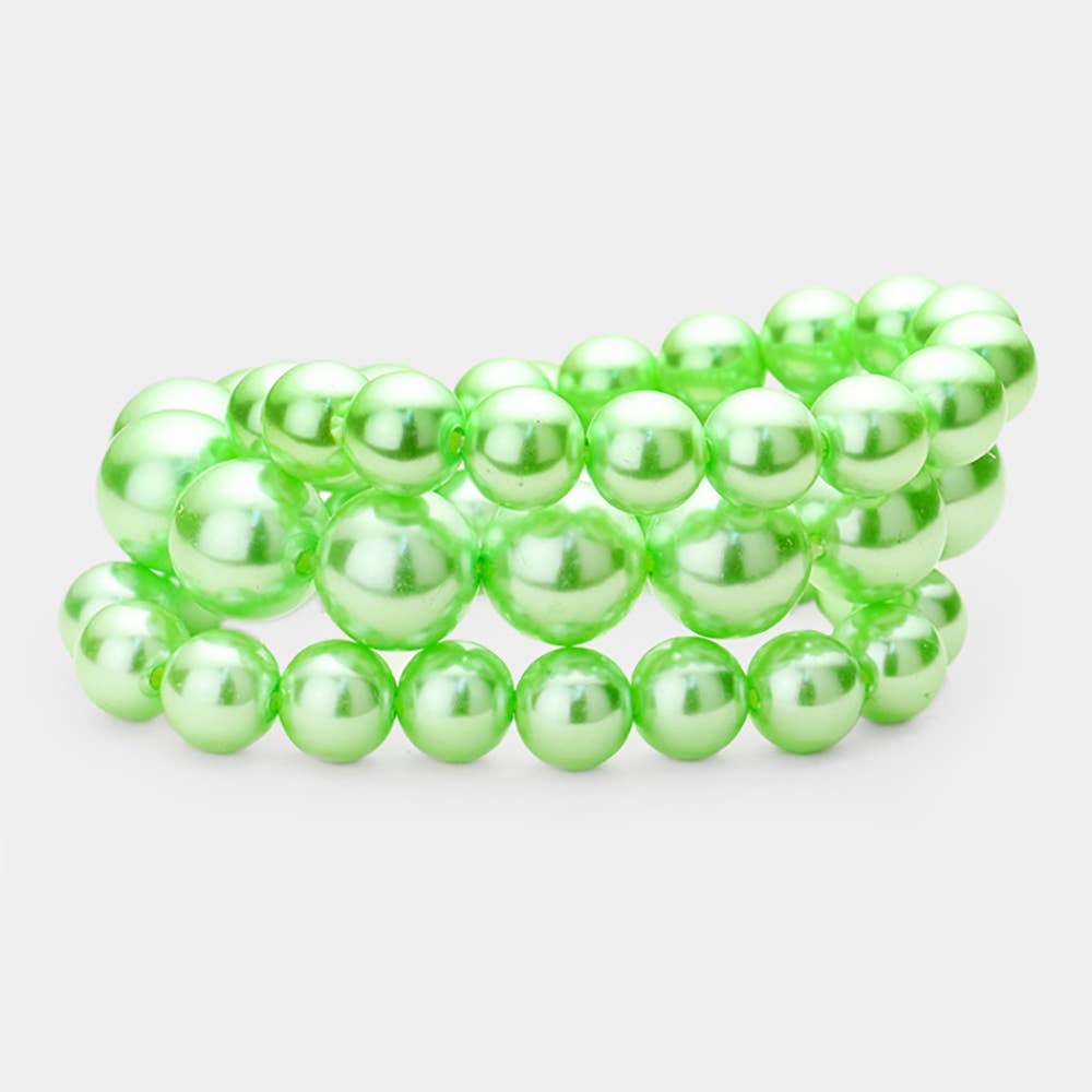 Sensibling Corp. – wholesale Beaded bracelet – 3PCS - Pearl Beaded Stretch Multi Layered Bracelets4