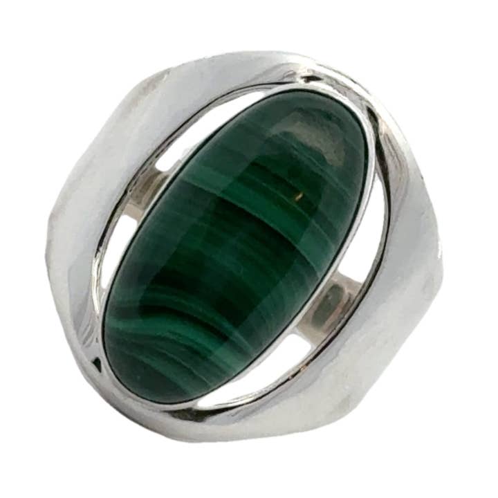 Anello in malachite con pietra terrestre per la vendita all'ingrosso da parte di Desiderate