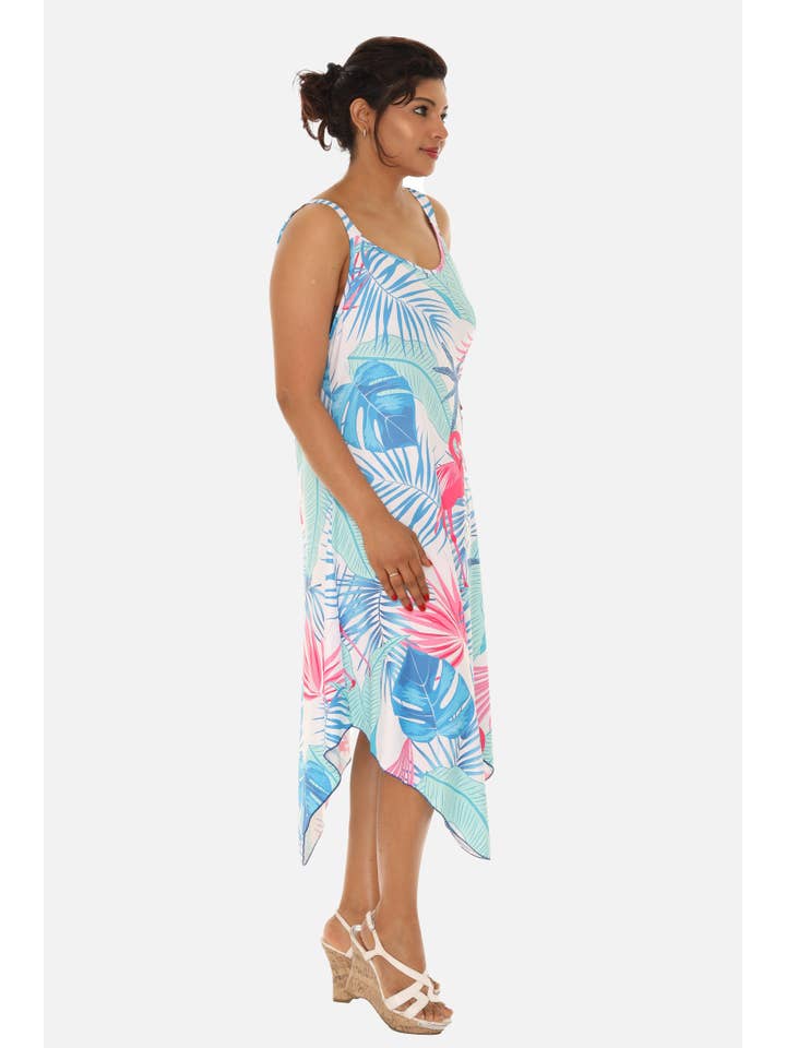 Shoreline Wear. INC - Wholesale Dress - Women's - Tropical Chevron Handkerchief Midi Dress