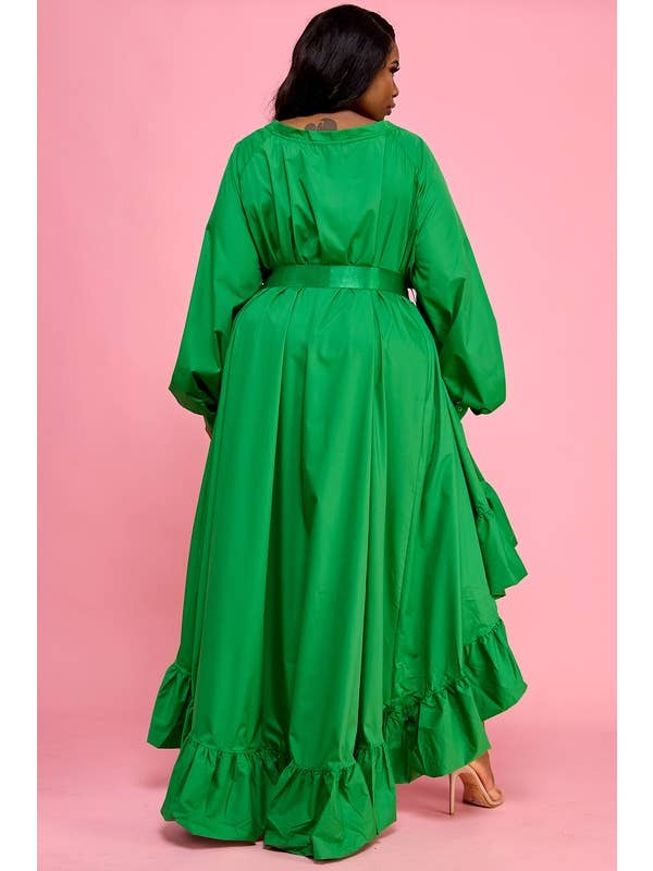 Namatt Design - Vente Robe – femme - Robe évasée ceinturée à col volanté, taille haute et bas, col volanté3