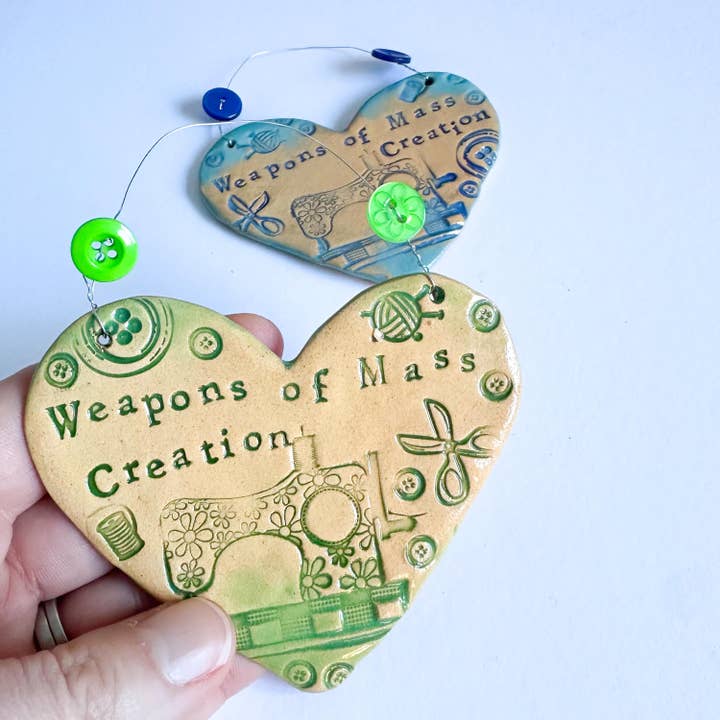 Weapons of Mass Creation Ceramic Heart, Made in Wales for wholesale by Love & Lovelier
